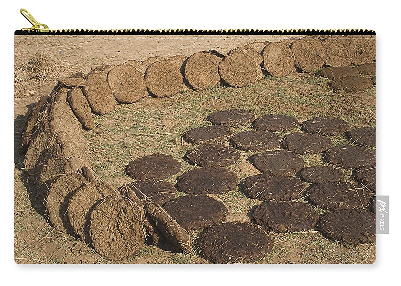 Cow-dung Zip Pouch featuring the photograph SKC 5527 Cowdung Cakes by Sunil Kapadia