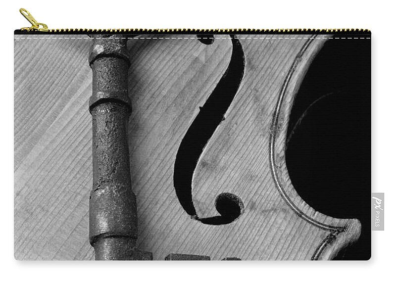 Old Zip Pouch featuring the photograph Skeleton Key On Violin by Garry Gay