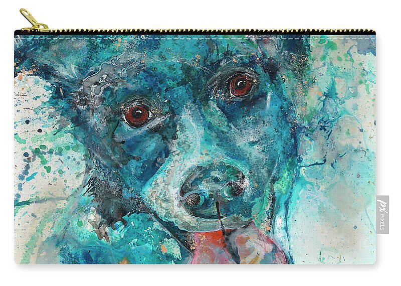 Blue Zip Pouch featuring the painting Skip To My Lou by Kasha Ritter