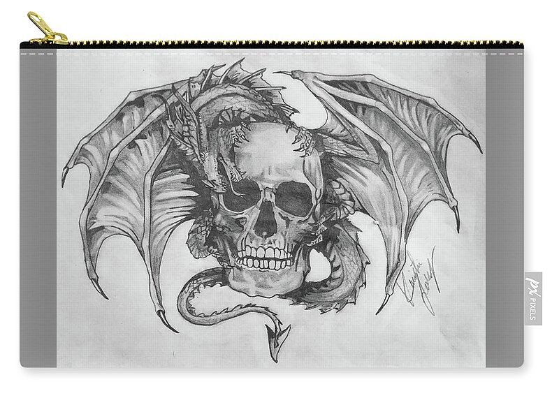 cool drawings of dragons and skulls