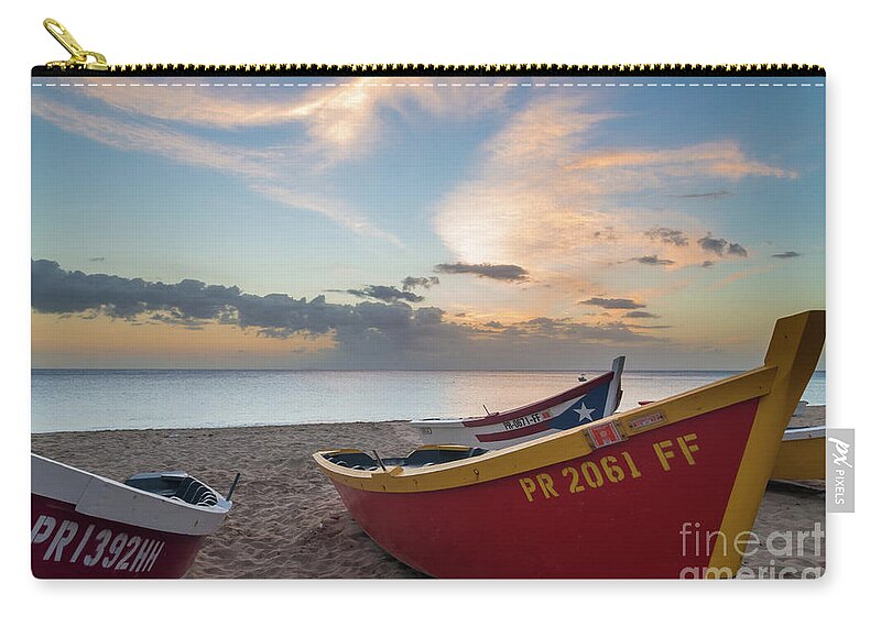 Puerto Rico Zip Pouch featuring the photograph Sleeping boats on the beach by Paul Quinn