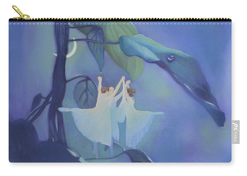 Landscape Zip Pouch featuring the painting Sleeping Fairies by Blue Sky