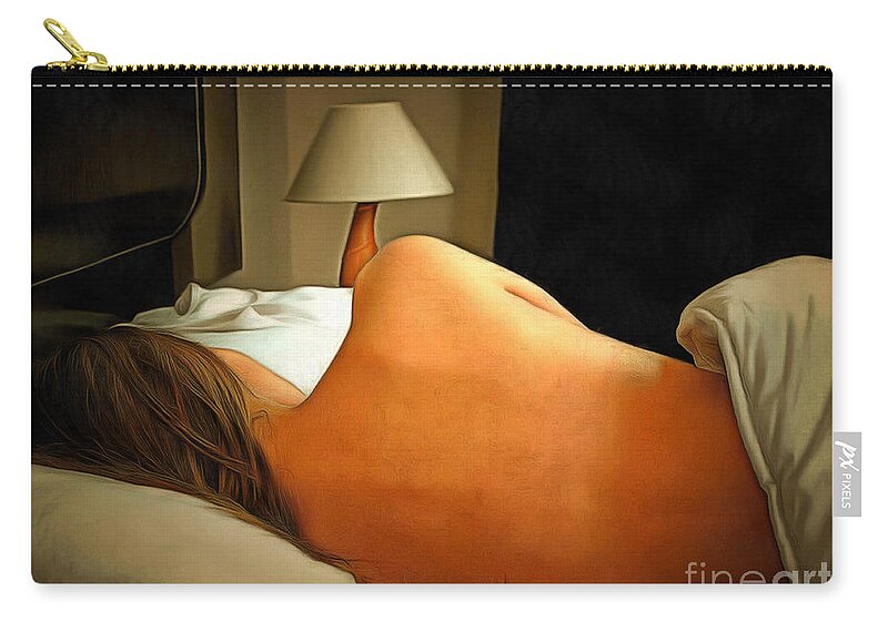 Sleep Zip Pouch featuring the digital art Sleeping by Humphrey Isselt