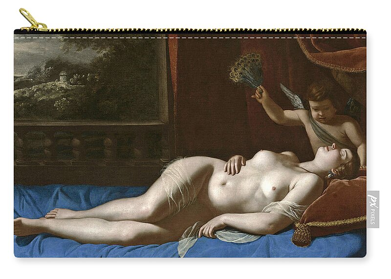 Artemisia Gentileschi Zip Pouch featuring the painting Sleeping Venus by Artemisia Gentileschi