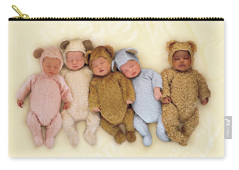 Teddy Bears Zip Pouch featuring the photograph Sleepy Bears by Anne Geddes