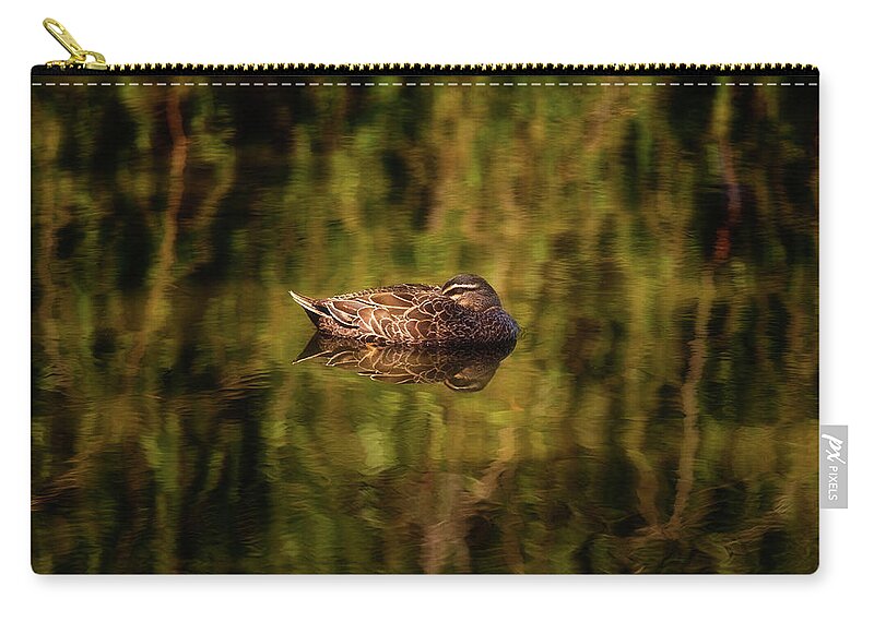 Mad About Wa Zip Pouch featuring the photograph Sleepy Duck, Yanchep National Park by Dave Catley