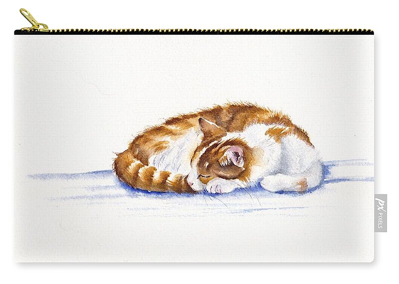 Kitten Zip Pouch featuring the painting Sleepy Head by Debra Hall