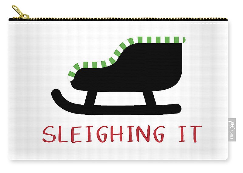 Sleigh Zip Pouch featuring the digital art Sleighing It- Art by Linda Woods by Linda Woods