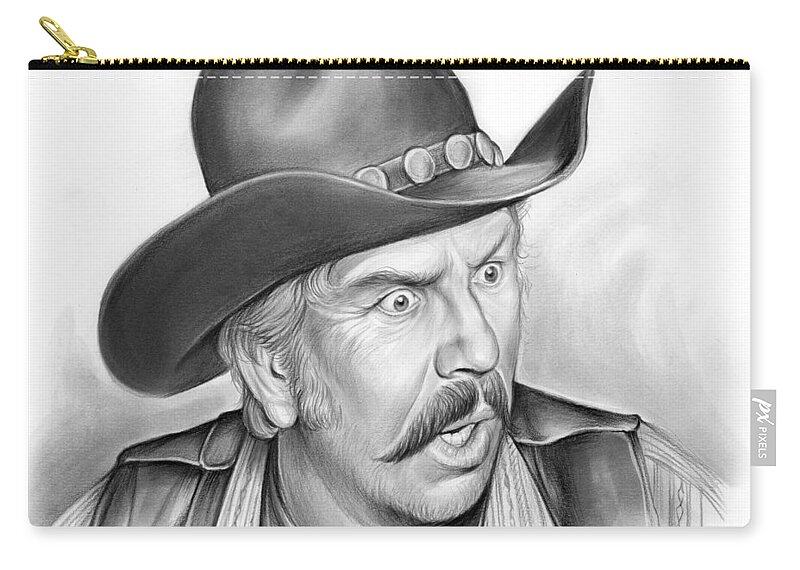 Slim Pickens Zip Pouch featuring the drawing Slim Pickens by Greg Joens