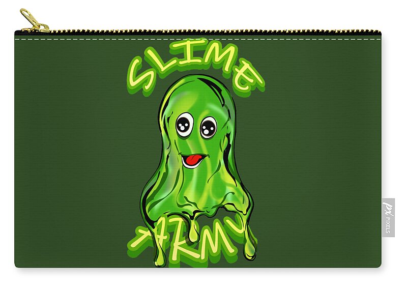 Alien Zip Pouch featuring the digital art Slime Army by Demitrius Motion Bullock