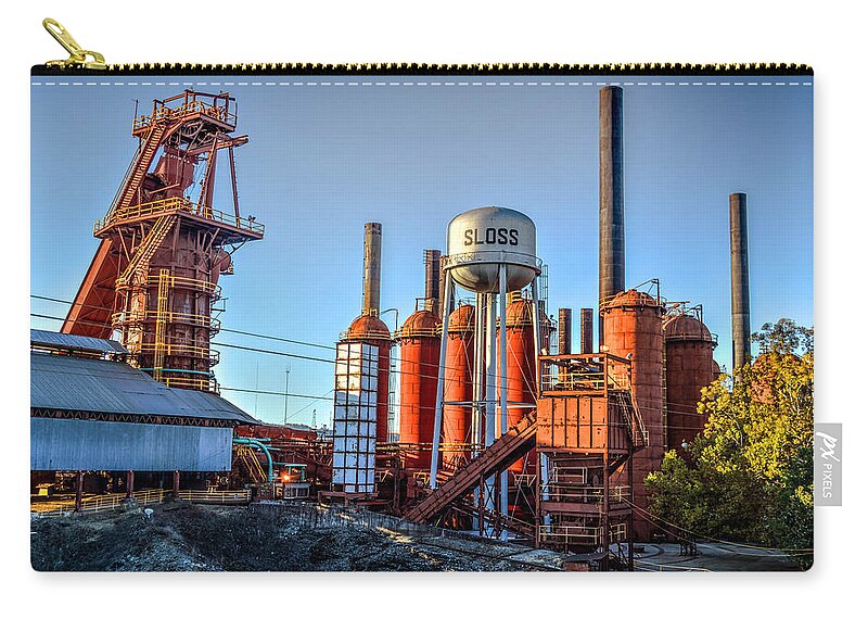 Birmingham Zip Pouch featuring the photograph Sloss Furnace in Birmingham Alabama by Michael Thomas