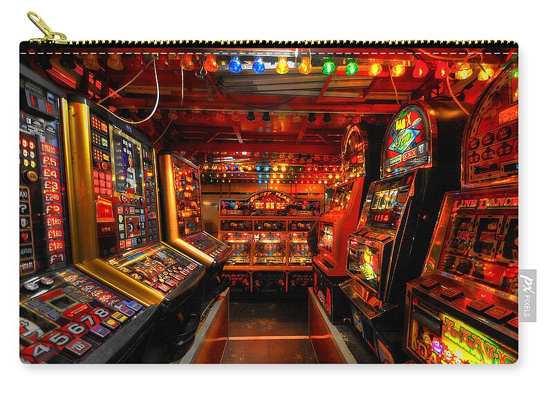  Yhun Suarez Carry-all Pouch featuring the photograph Slot Machines by Yhun Suarez