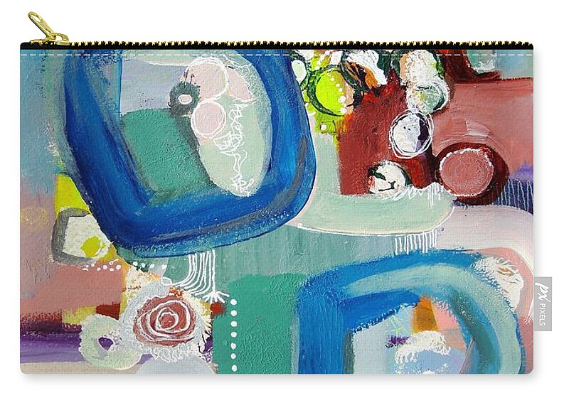 Schiros Zip Pouch featuring the painting Small Talk by Mary Schiros