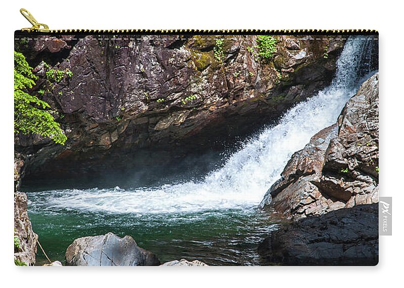Cascade-mountains Zip Pouch featuring the photograph Small Waterfall In Mountain Stream by Kirt Tisdale