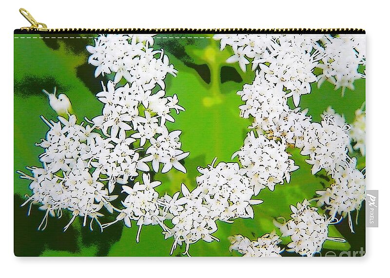 Flower Flowers Photo Photograph Photographs Photographic White Craig Walters A An The Plant Plants Zip Pouch featuring the digital art Small White Flowers by Craig Walters