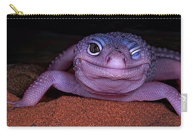 Gecko Zip Pouch featuring the photograph Smile Wink Wink - Leopard Gecko by Mitch Spence