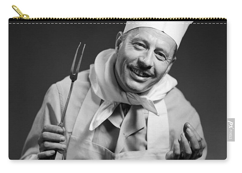 1950s Zip Pouch featuring the photograph Smiling Chef, C.1950s by Debrocke/ClassicStock