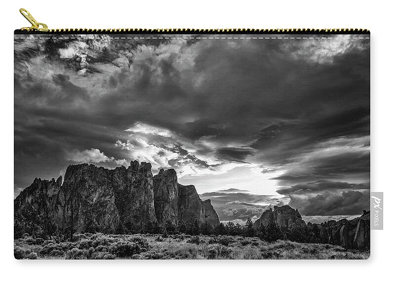 Clouds Zip Pouch featuring the photograph Smith Rock Fury by Steven Clark