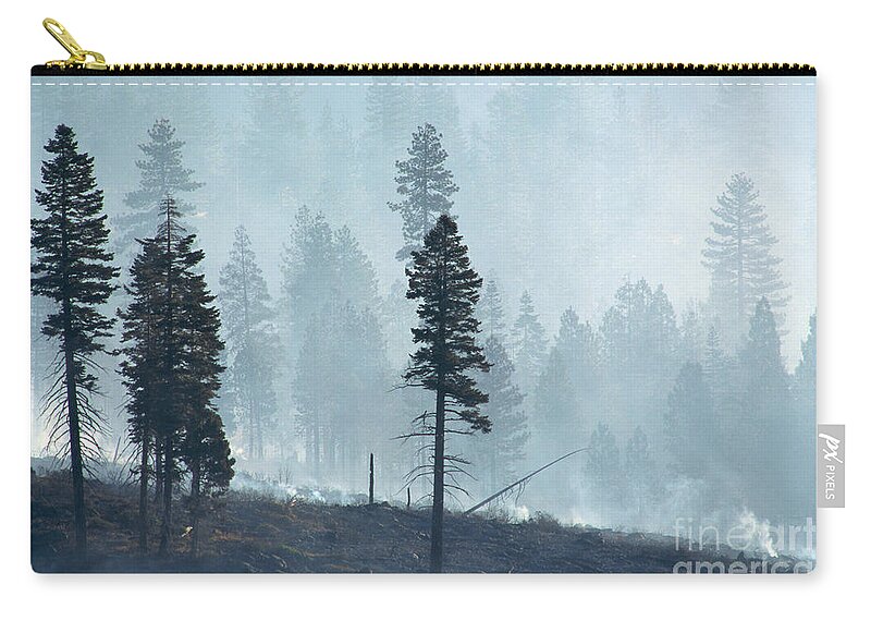 Black Zip Pouch featuring the photograph Smokey Trees by Greg Vaughn - Printscapes