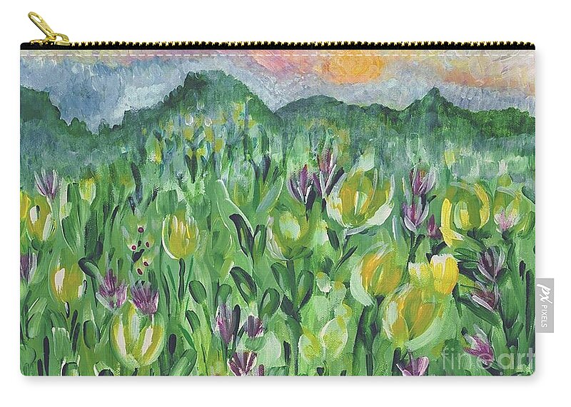 Mountains Zip Pouch featuring the painting Smoky Mountain Dreamin by Holly Carmichael
