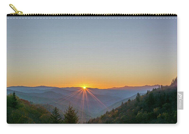 Newfound Gap Zip Pouch featuring the photograph Smoky Mountain Winter Sunrise by Douglas Wielfaert