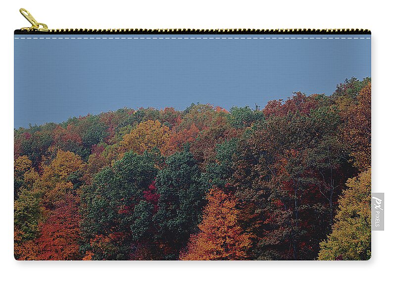 Smoky Mountains Zip Pouch featuring the digital art Smoky Mountains in Autumn by DigiArt Diaries by Vicky B Fuller