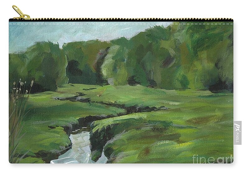 Acrylic Zip Pouch featuring the painting Snake Like Creek 2 Maine by Claire Gagnon