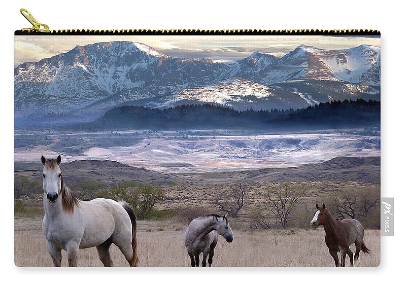 Horses Zip Pouch featuring the digital art Snapshot by Bill Stephens