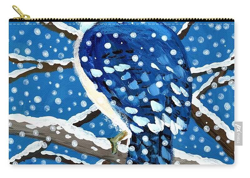 Bird Zip Pouch featuring the painting Snow Bird by Jim Harris