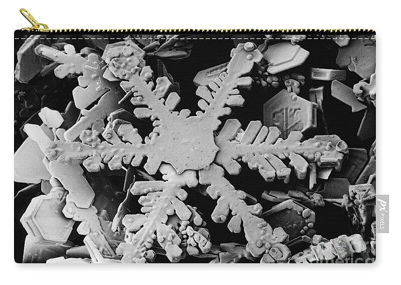 Snow Crystal Zip Pouch featuring the photograph Snow Crystal by Electron and Confocal Microscopy Laboratory-Agricultural Research Service-US Dept of Agriculture