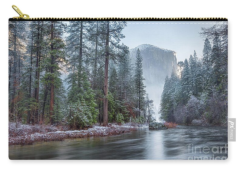 Yosemite Zip Pouch featuring the photograph Snow Dusted Morning by Anthony Michael Bonafede