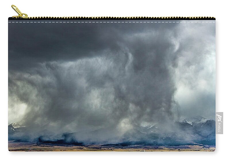 Snow On The Rockies Zip Pouch featuring the photograph Snow on the Rockies by Greg Reed