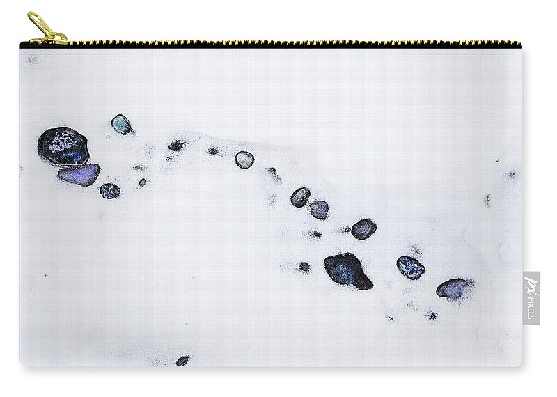 Theresa Tahara Zip Pouch featuring the photograph Snow Pebbles Right by Theresa Tahara