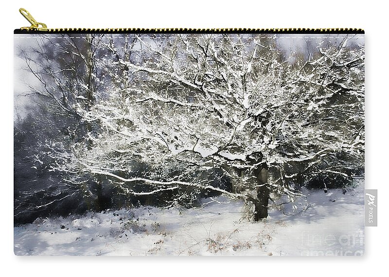 Snow Zip Pouch featuring the digital art Snow Tree by Ann Garrett