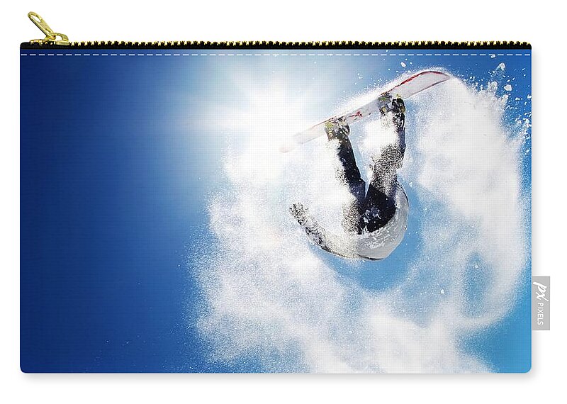 Snowboarding Zip Pouch featuring the photograph Snowboarding by Jackie Russo