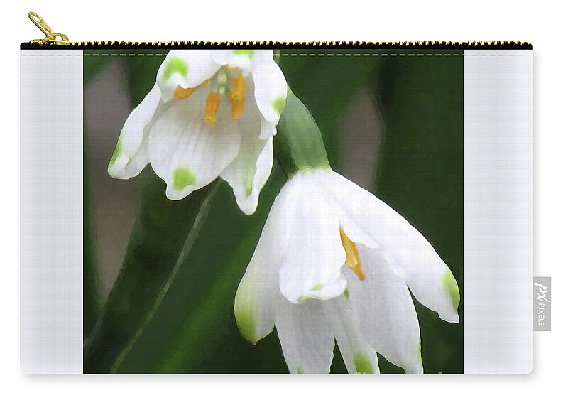 Snowdrops Zip Pouch featuring the photograph Snowdrops #4 by Kim Tran