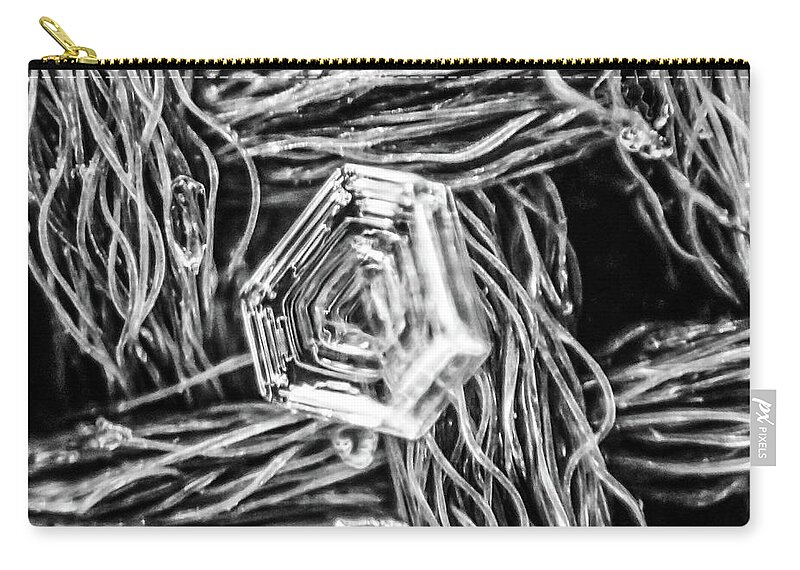 Snowflake Zip Pouch featuring the photograph Snowflake abstract winter crystal by Toby McGuire