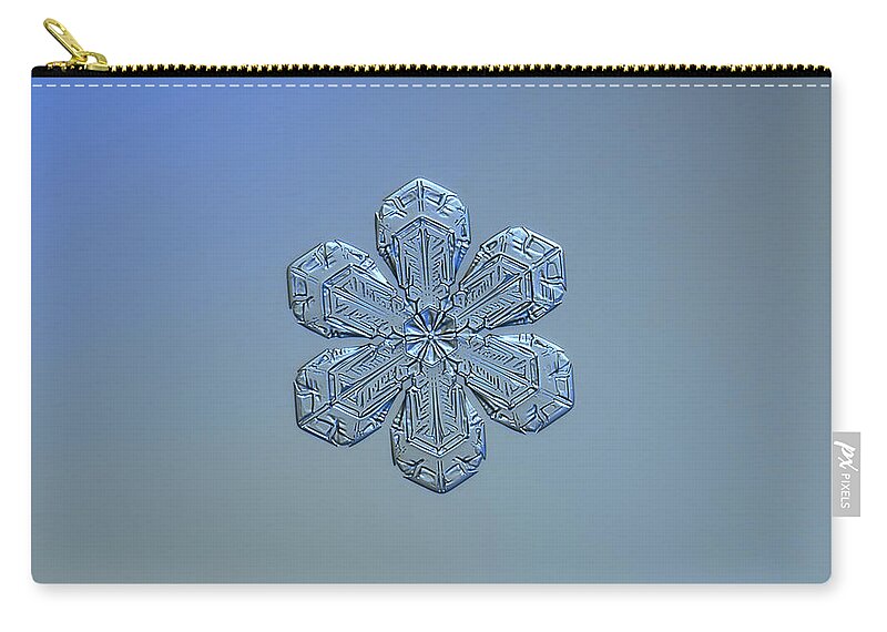 Snowflake Zip Pouch featuring the photograph Snowflake photo - Forget-me-not by Alexey Kljatov