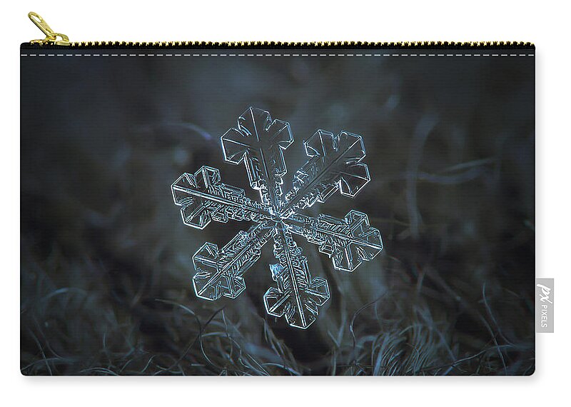 Snowflake Zip Pouch featuring the photograph Snowflake photo - Vega by Alexey Kljatov
