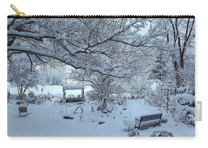 Snow Zip Pouch featuring the photograph Snowplosion by Allen Nice-Webb