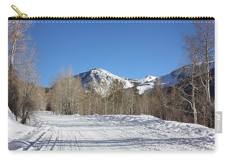 Snow Zip Pouch featuring the photograph Snowy Aspen by Kim Hojnacki