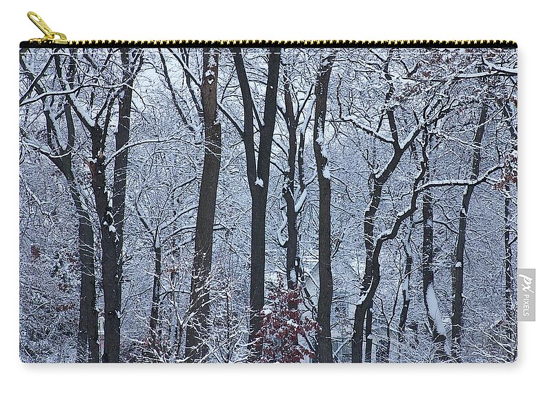 Christmas Zip Pouch featuring the photograph Snowy Austin Gardens by Todd Bannor