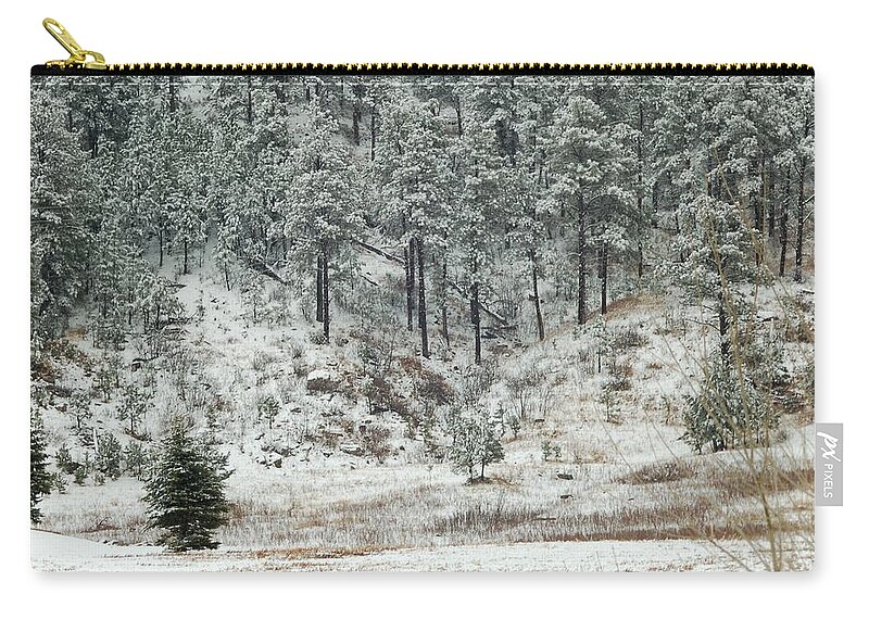 Dakota Zip Pouch featuring the photograph Snowy Day by Greni Graph