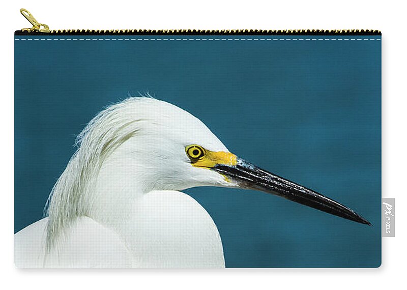 Aquatic Zip Pouch featuring the mixed media Snowy Egret Portrait by Stefano Senise