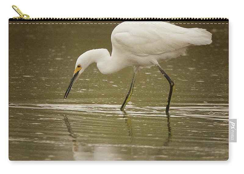 Snowy Egret Zip Pouch featuring the photograph Snowy Egret Soft Reflection 5769-112717-2cr by Tam Ryan