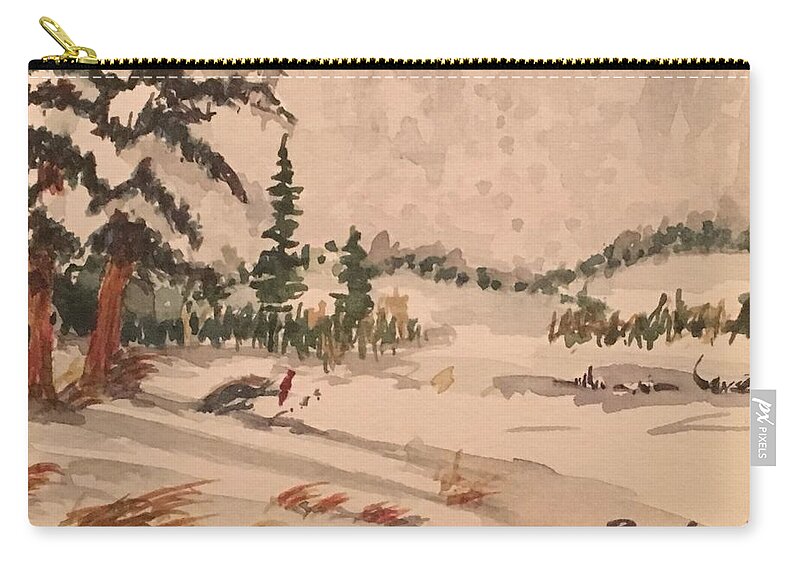 Snow Zip Pouch featuring the painting Snowy Field by David Bartsch