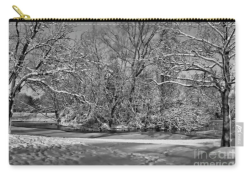 Landscape.winter Zip Pouch featuring the photograph Snowy mono island by Stephen Melia