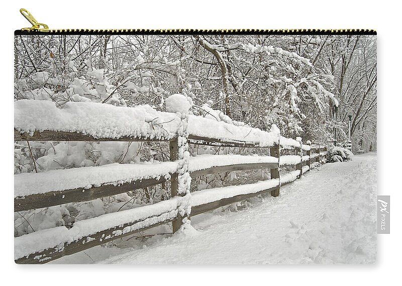 Beautiful Zip Pouch featuring the photograph Snowy Morning by Michael Peychich