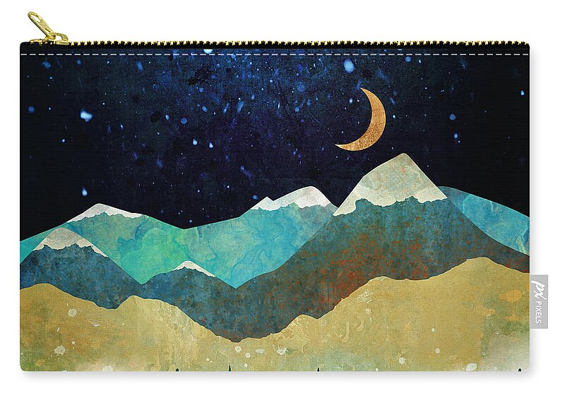 Snow Zip Pouch featuring the digital art Snowy Night by Spacefrog Designs