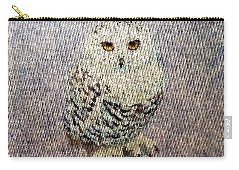 Nature Zip Pouch featuring the painting Snowy Owl by Janet McDonald